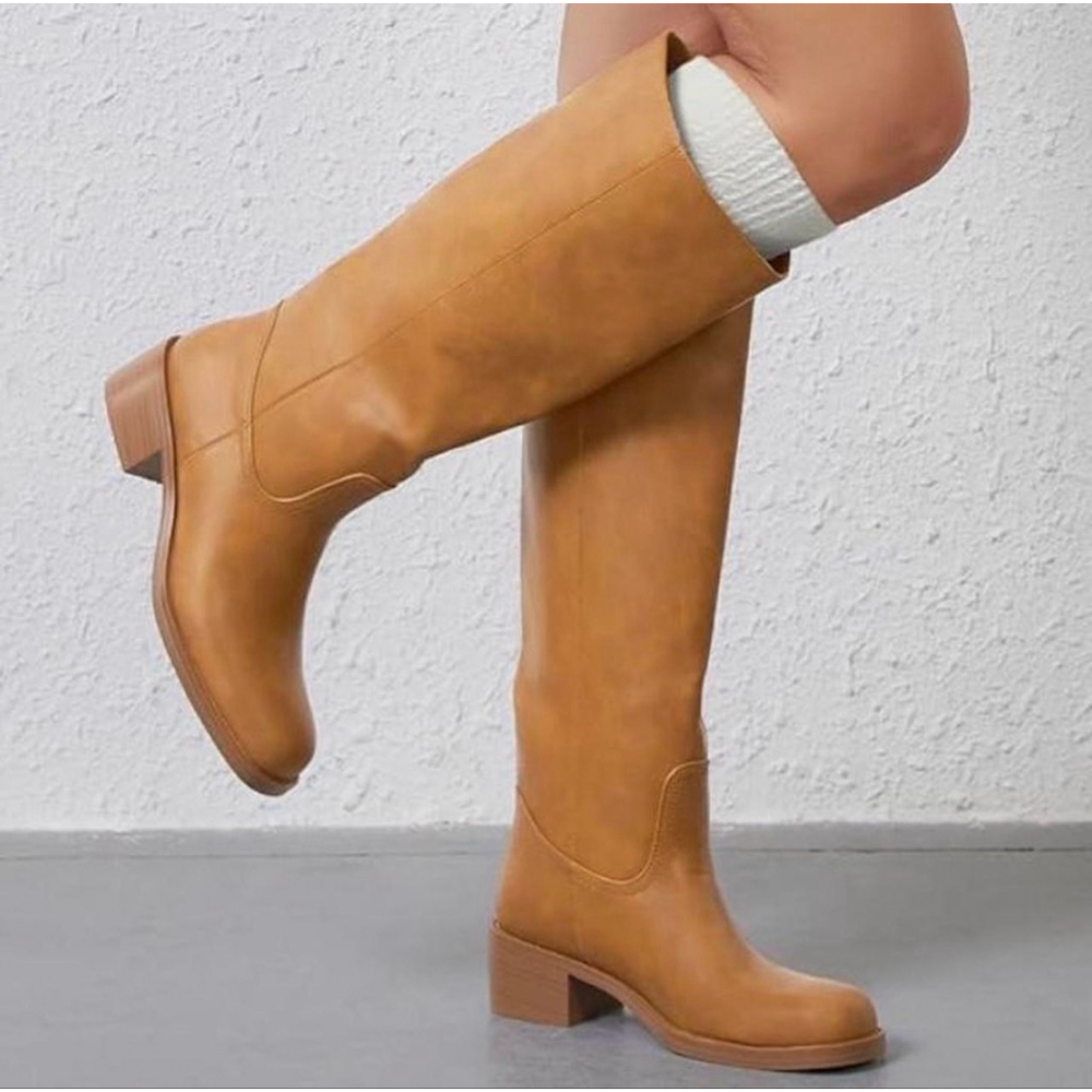 FRYE Banana boots Camryn Tall Pull on Leather Yellow Western Dark Academia Sz 9 - Picture 3 of 16